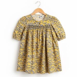 Busy Bees Girls Yellow Floral Smocked Dress Size 2 Boho Cottagecore
